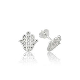 Boucle d'oreille cloutée en argent avec main de Fatima